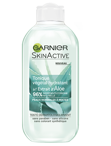 Garnier, SkinActive, Aloe Vera, Tonique végétal hydratant, normal, mixte, peau sensible, nettoyant, packshot